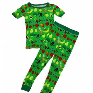 Little Sleepies Bamboo Two Piece Pajama Set in Fruit and Bugs - Size 4T Kids